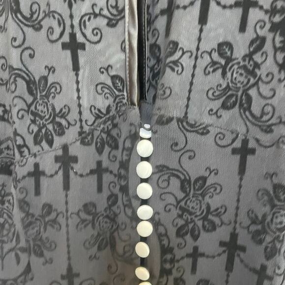 Unique Vintage 1950s Black Flocked  Dia De Los Muertos Duster Sz #3 M #50 - Picture 12 of 12